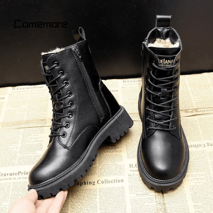 Bottes en Cuir Noir Poli