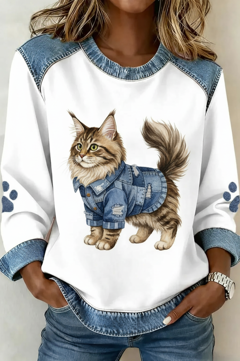 Maine Coon kat met denim jasje - exact zoals origineel